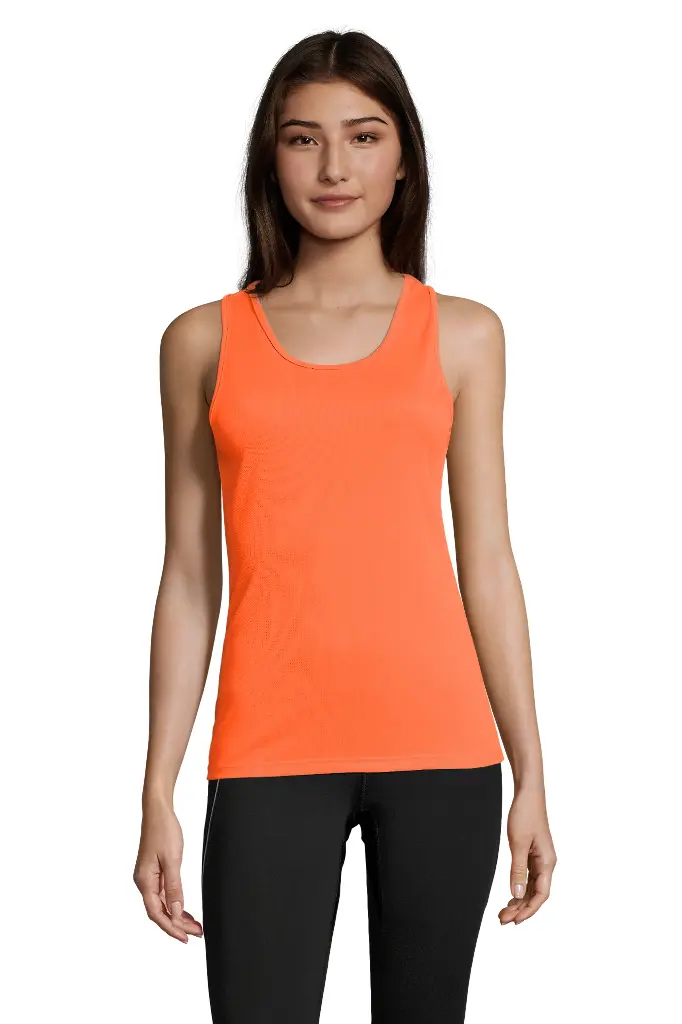 Damski top sportowy bez rękawów - Neon Orange