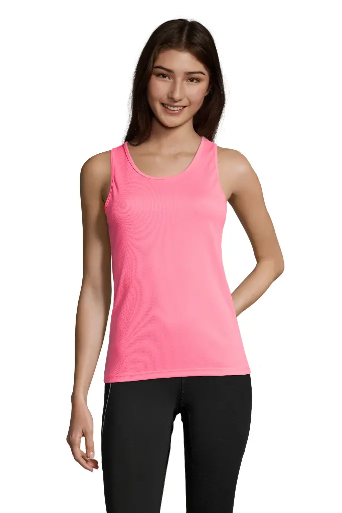 Damski top sportowy bez rękawów - Neon Pink