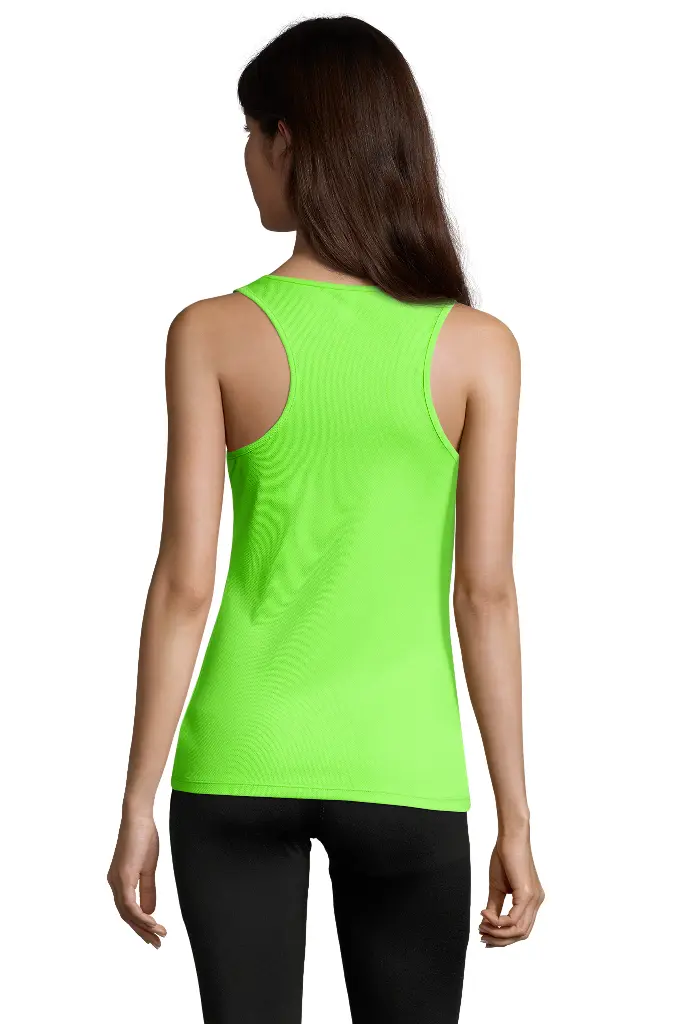 Damski top sportowy bez rękawów - Neon Green
