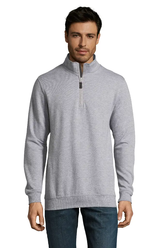 Bluza męska ze stójką i zamkiem - Grey Melange