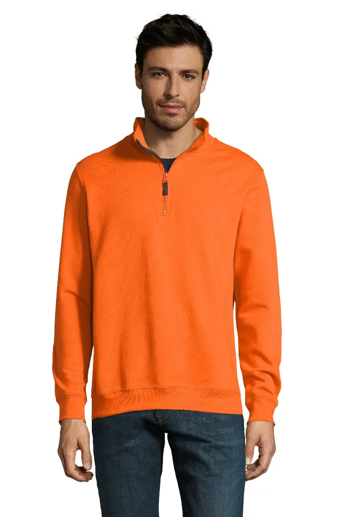 Bluza męska ze stójką i zamkiem - Orange