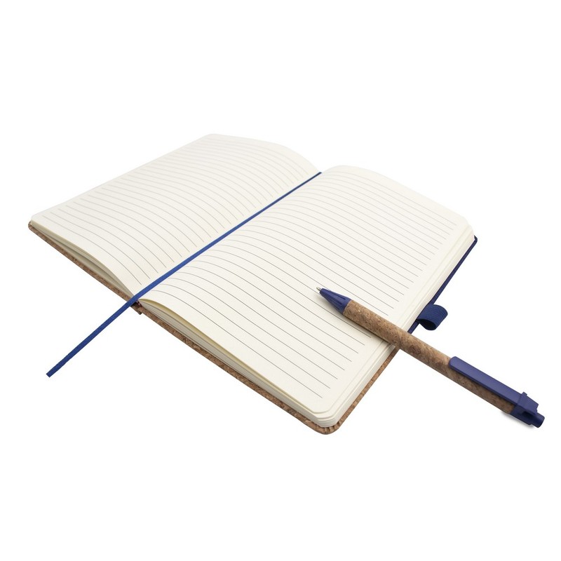 Korkowy notatnik A5 z długopisem | Layla - Granatowy