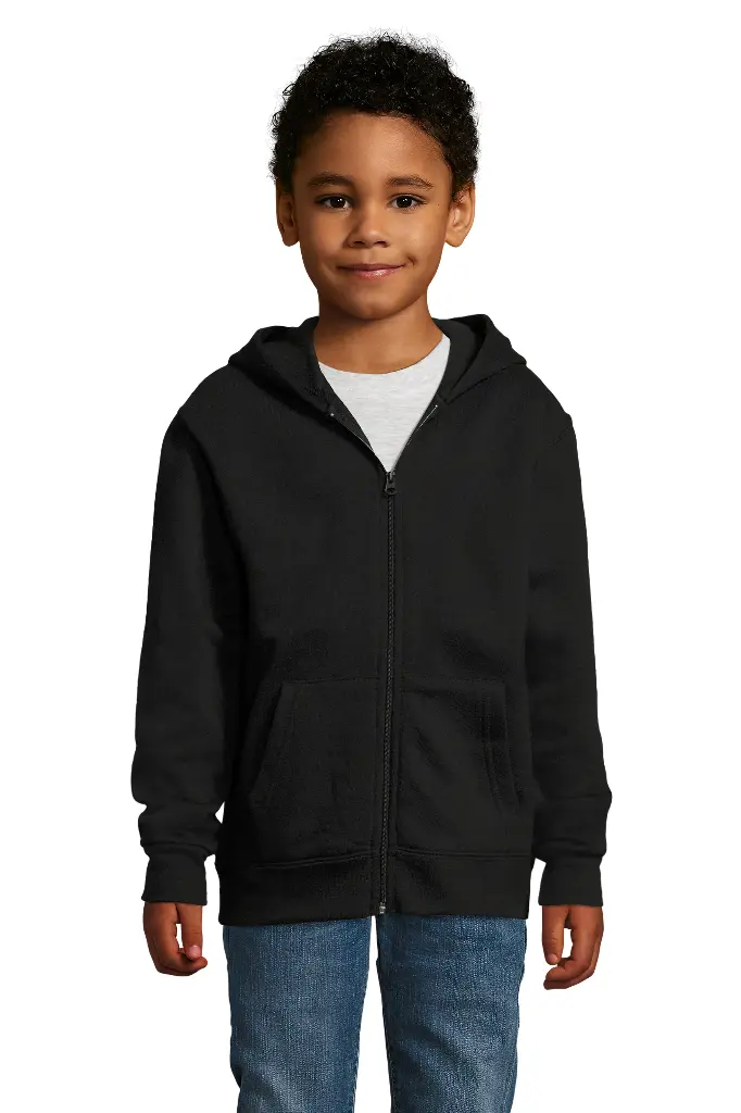 Bluza Dziecięca z Kapturem na Zamek - Black