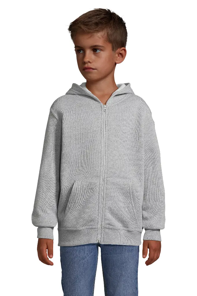 Bluza Dziecięca z Kapturem na Zamek - Grey Melange