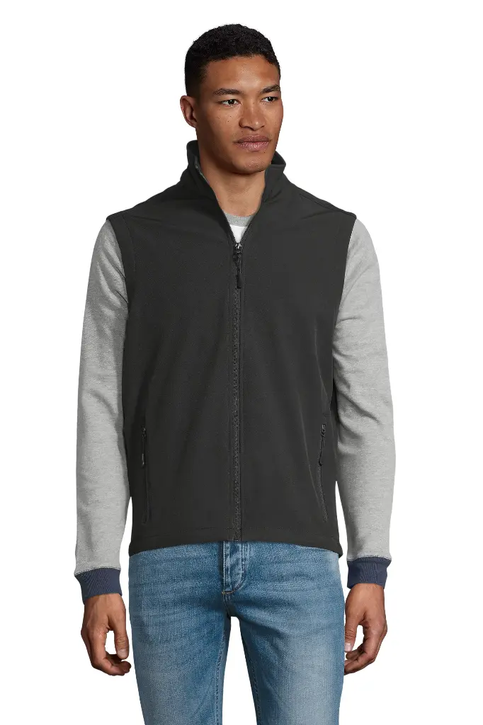 Męski bezrękawnik softshell z przedłużonym tyłem - Black