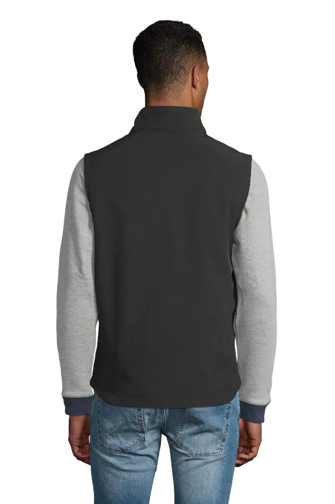 Męski bezrękawnik softshell z przedłużonym tyłem - Black