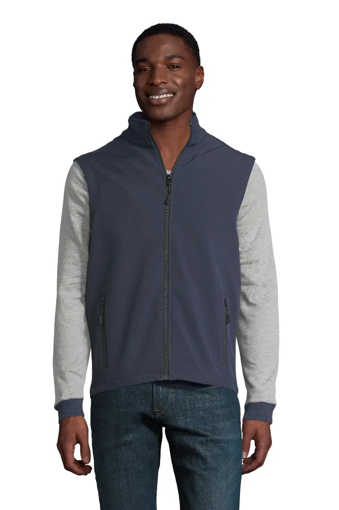 Męski bezrękawnik softshell z przedłużonym tyłem - French Navy