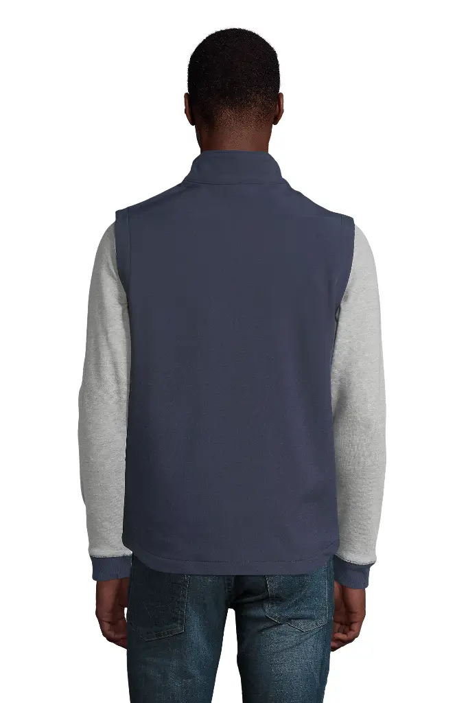 Męski bezrękawnik softshell z przedłużonym tyłem - French Navy