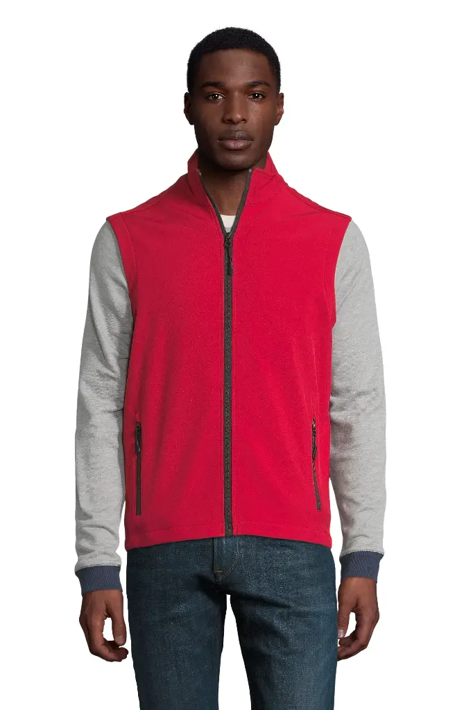 Męski bezrękawnik softshell z przedłużonym tyłem - Pepper Red