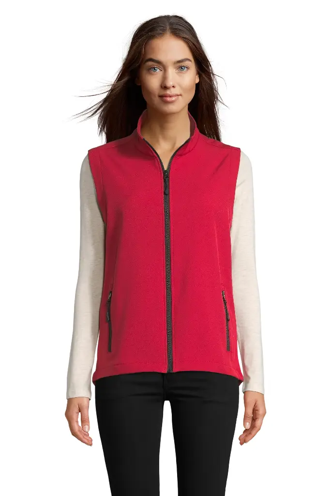 Damski Bezrękawnik Softshell z Polarową Podszewką - Pepper Red