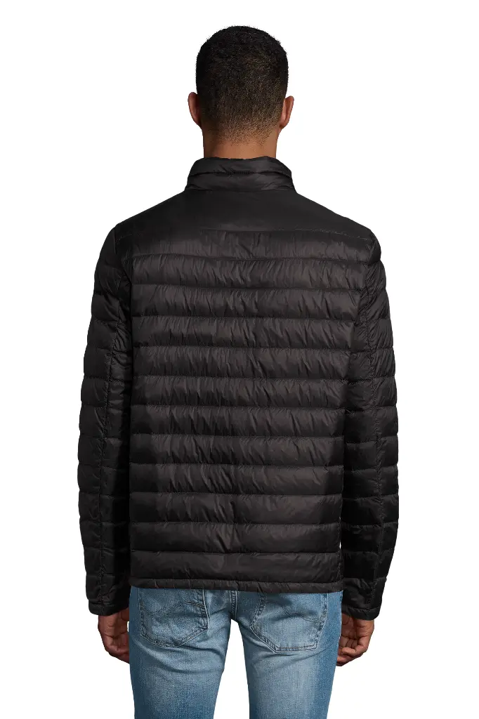 Męska kurtka puchowa slim ze stójką - Black