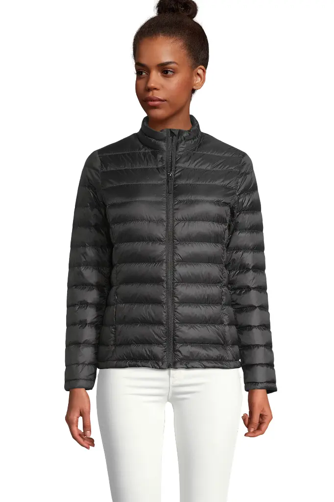 Damska kurtka pikowana slim z wysoką stójką - Black