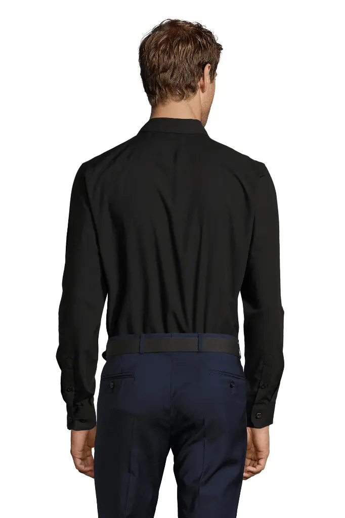 Koszula męska slim z długim rękawem - Black