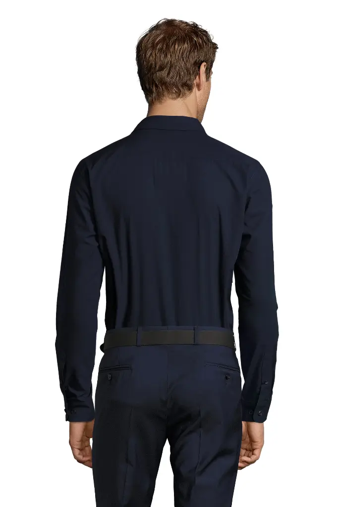 Koszula męska slim z długim rękawem - Dark Blue