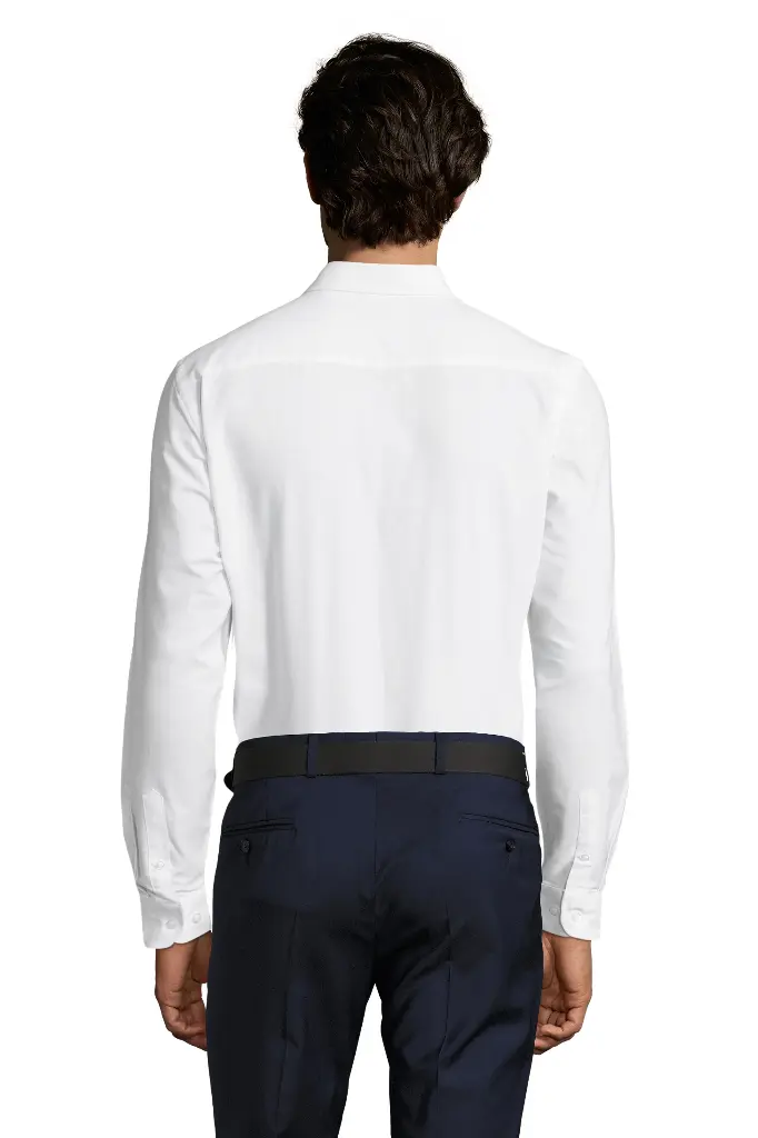 Koszula męska slim z długim rękawem i kołnierzykiem button-down - White
