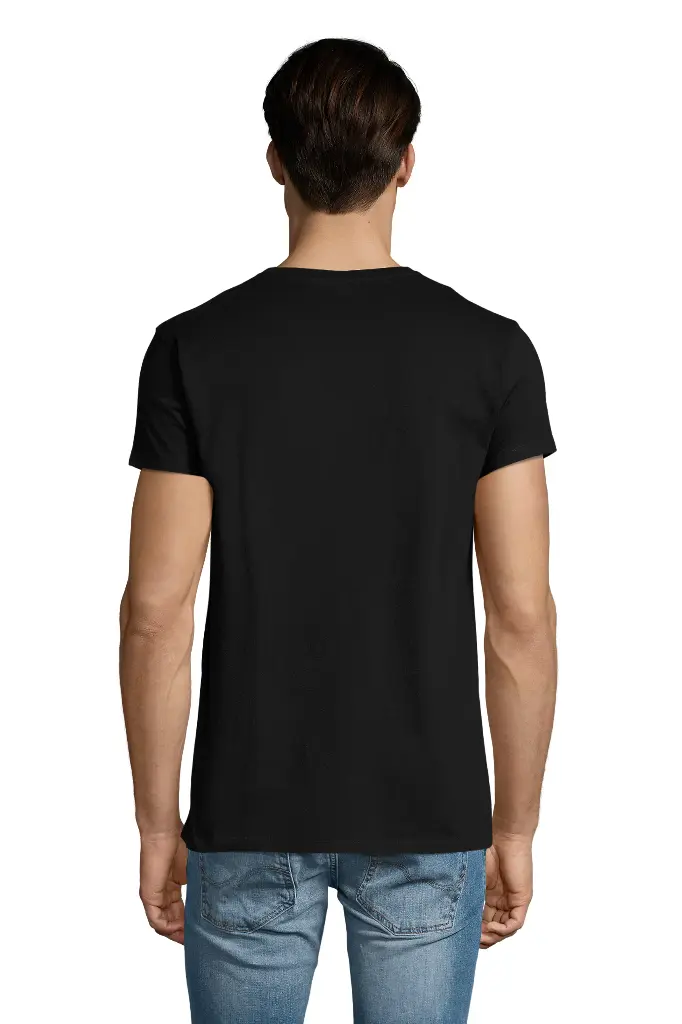 Męski T-shirt z dekoltem w serek - Deep Black