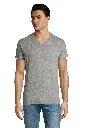 Męski T-shirt z dekoltem w serek - Grey Melange