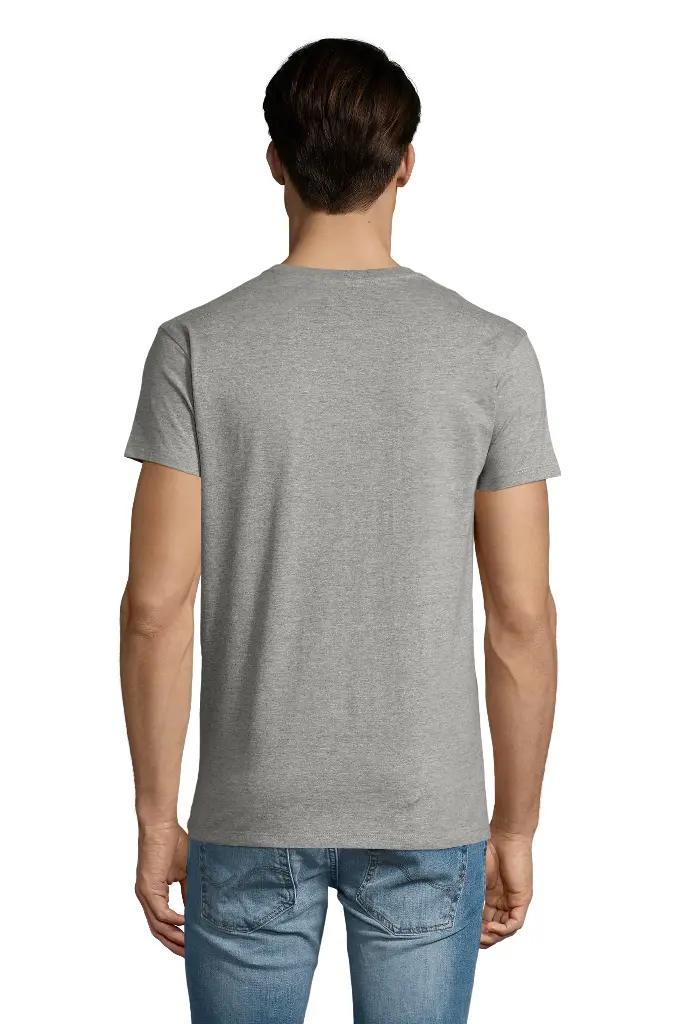 Męski T-shirt z dekoltem w serek - Grey Melange