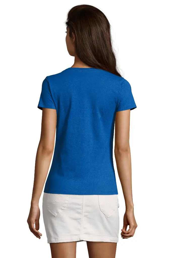 Damski T-shirt z dekoltem w serek, krótki rękaw - Royal Blue 241