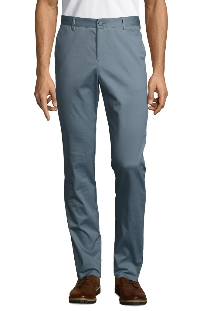 Spodnie męskie slim z satyny - Creamy Dark Blue