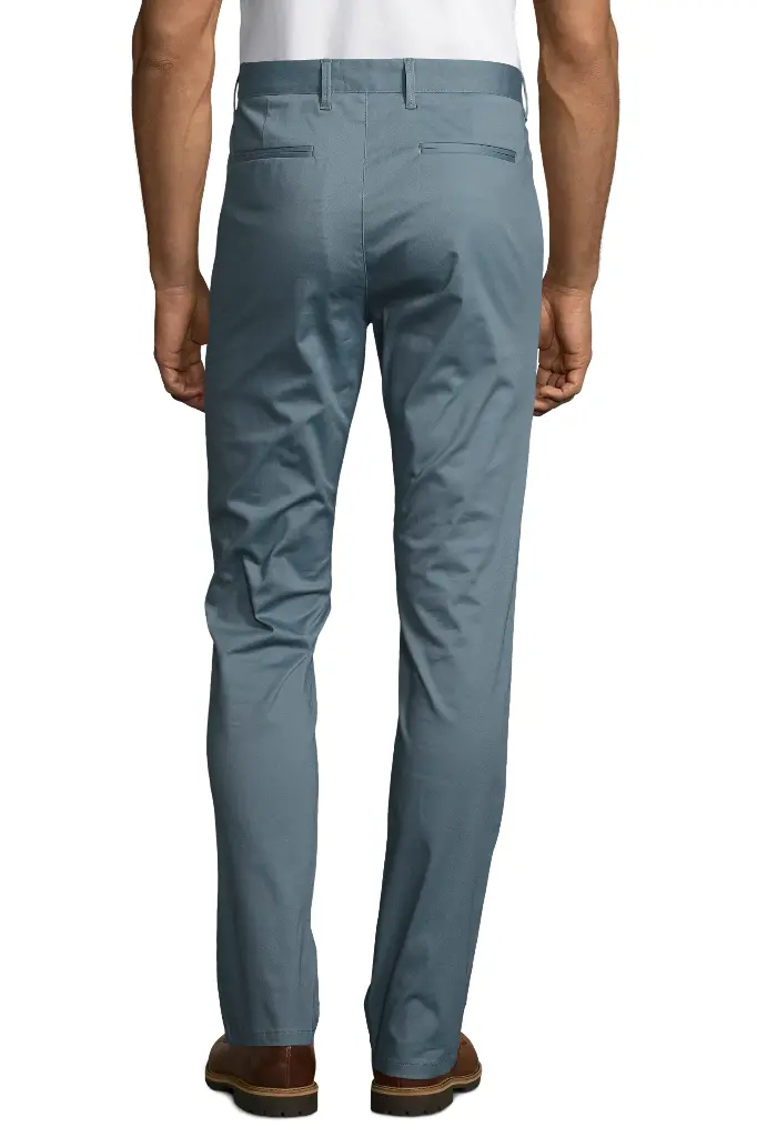 Spodnie męskie slim z satyny - Creamy Dark Blue