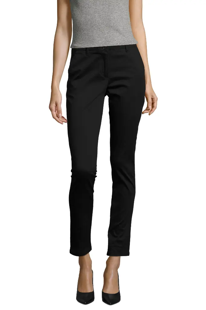 Dopasowane spodnie damskie z satyny - Black