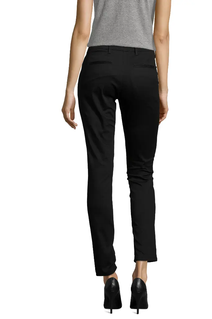 Dopasowane spodnie damskie z satyny - Black