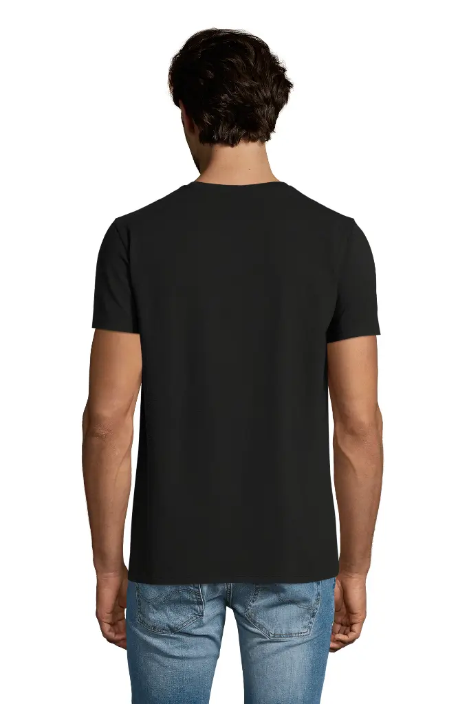 T-Shirt Męski z Elastanem Krótki Rękaw - Deep Black