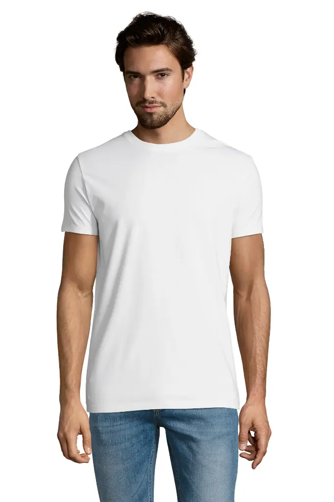 T-Shirt Męski z Elastanem Krótki Rękaw - White