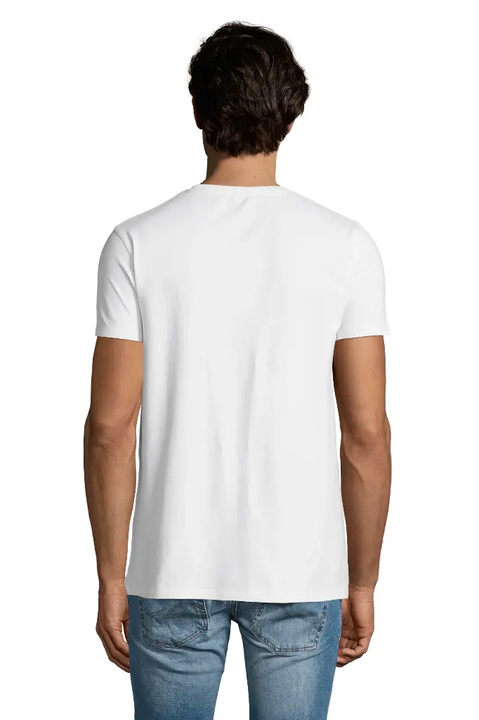 T-Shirt Męski z Elastanem Krótki Rękaw - White