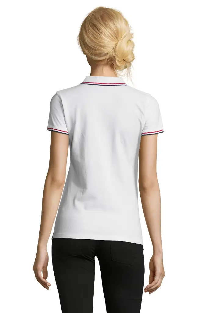 Damskie polo z krótkim rękawem i kontrastowymi detalami - White