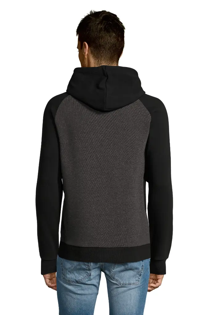 Bluza Unisex z Kapturem i Kieszenią Kangurka - Charcoal Grey Melange & Black