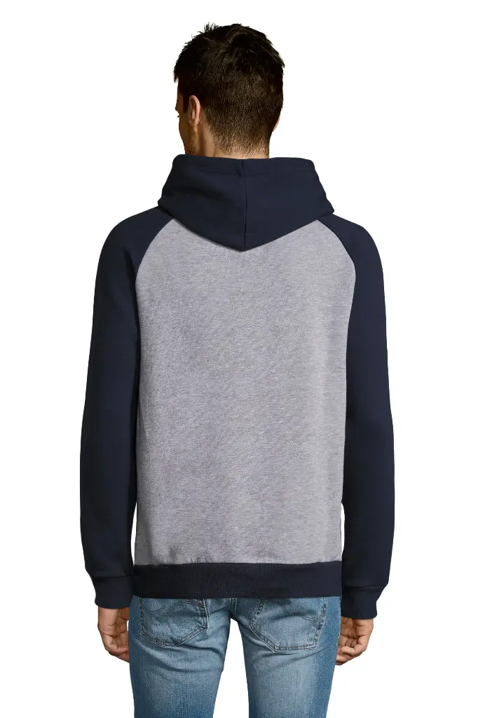 Bluza Unisex z Kapturem i Kieszenią Kangurka - Grey Melange & French Navy