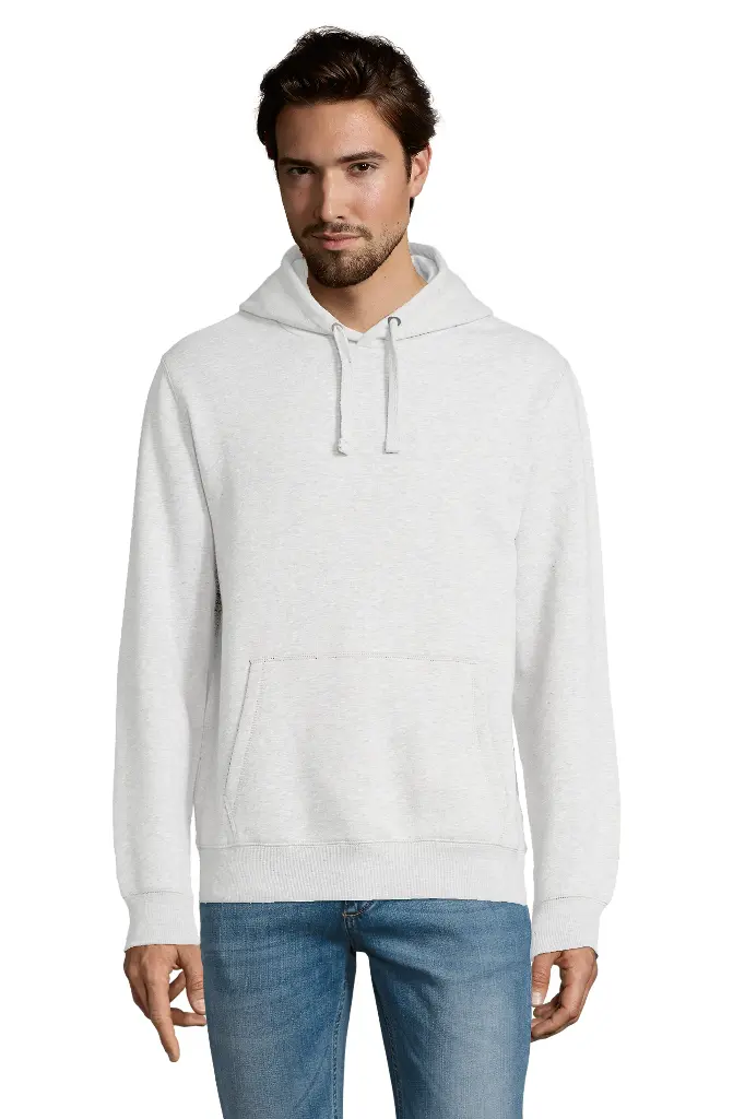 Bluza męska z kapturem i kieszenią kangurka - Ash (Heather)