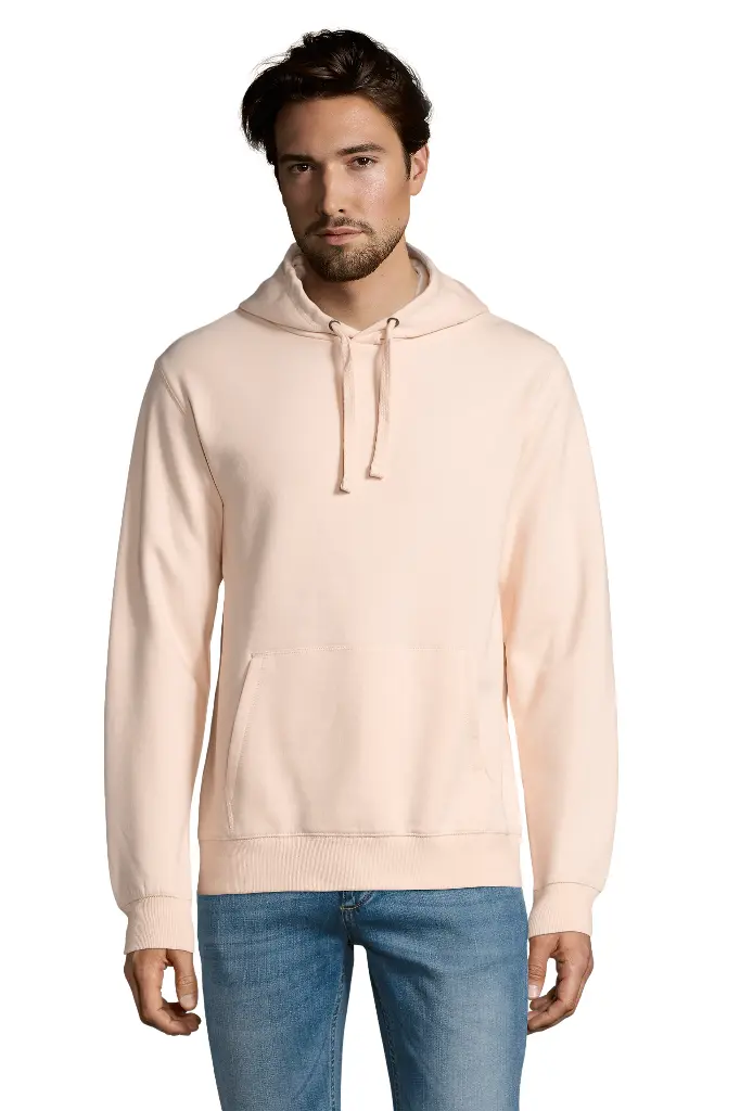 Bluza męska z kapturem i kieszenią kangurka - Creamy Pink