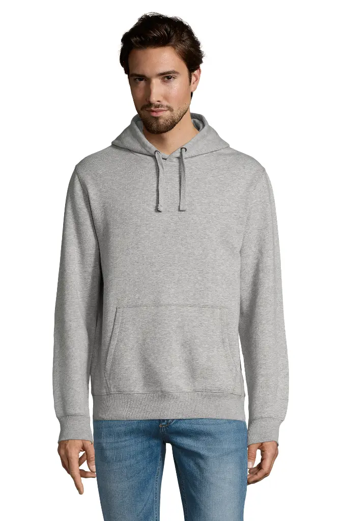 Bluza męska z kapturem i kieszenią kangurka - Grey Melange