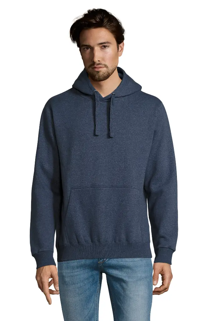 Bluza męska z kapturem i kieszenią kangurka - Heather Denim