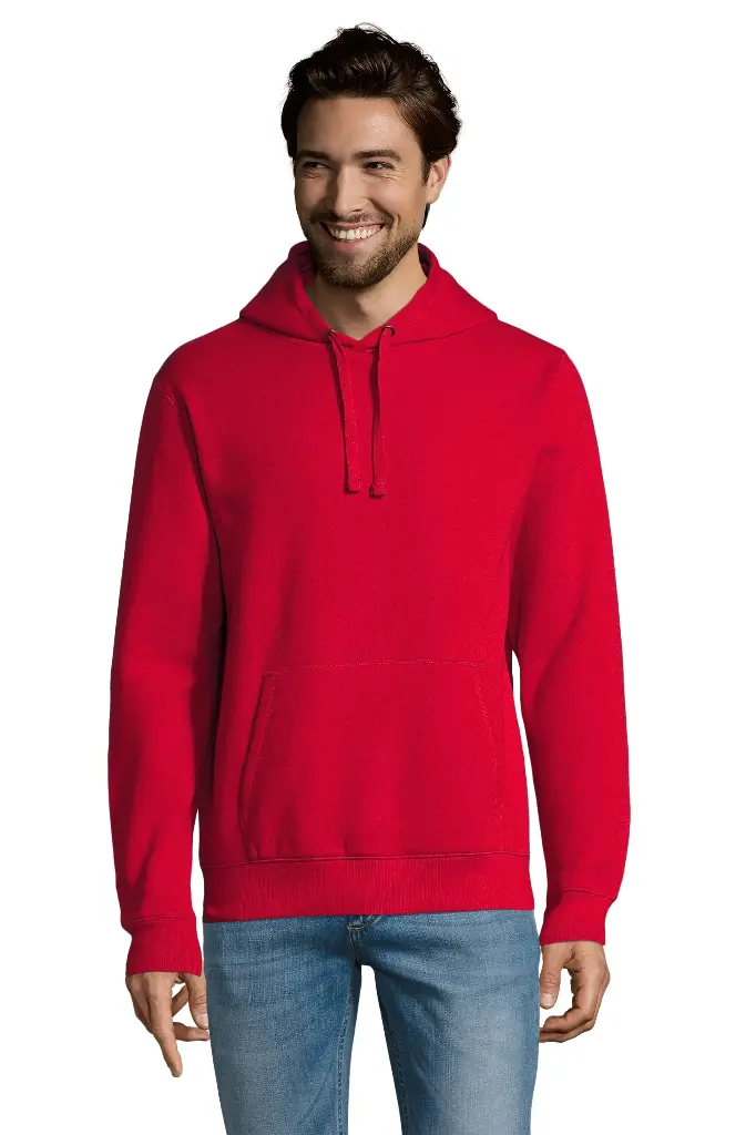 Bluza męska z kapturem i kieszenią kangurka - Red