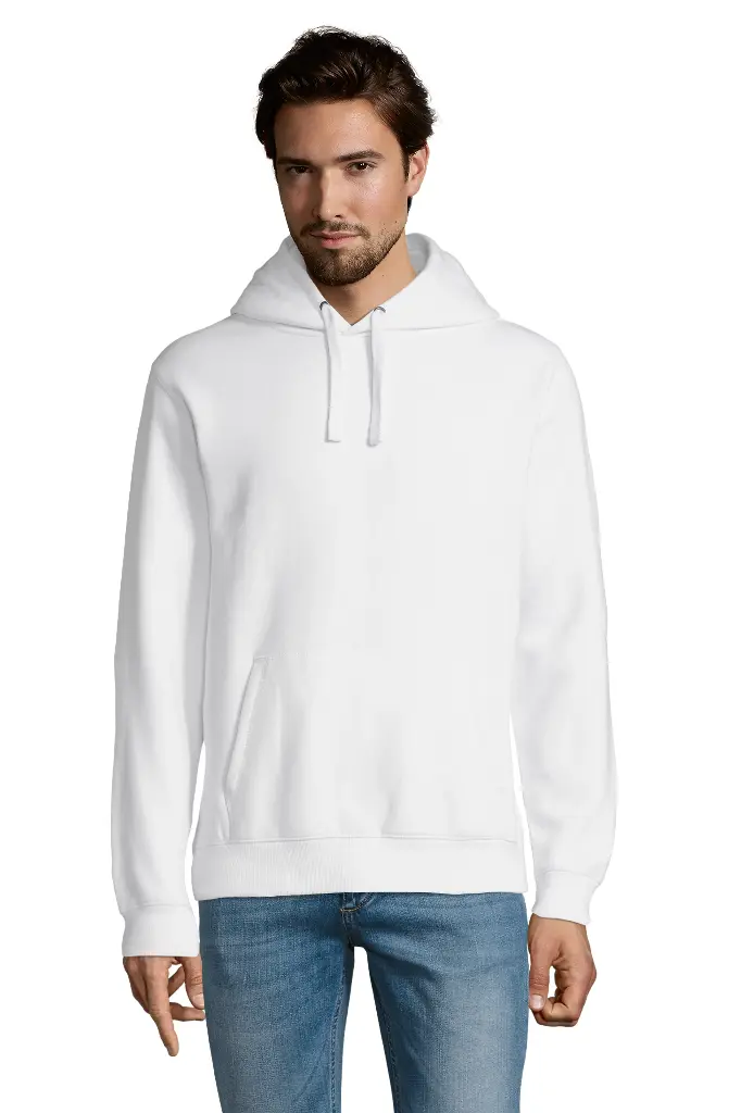 Bluza męska z kapturem i kieszenią kangurka - White