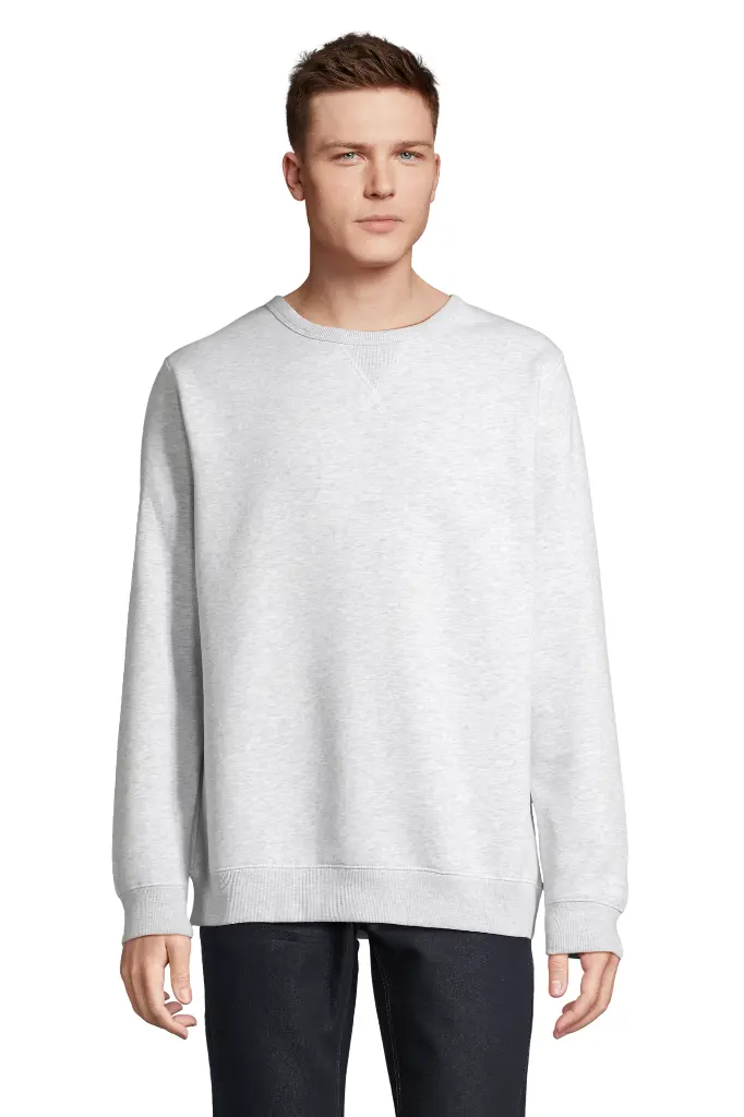 Bluza męska z okrągłym dekoltem - Ash (Heather) - Black (Striped)