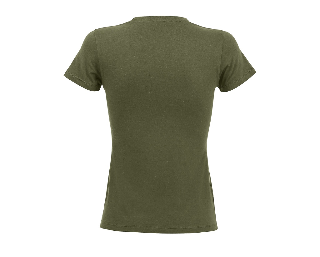 Damski T-shirt Slim z Krótkim Rękawem - Army
