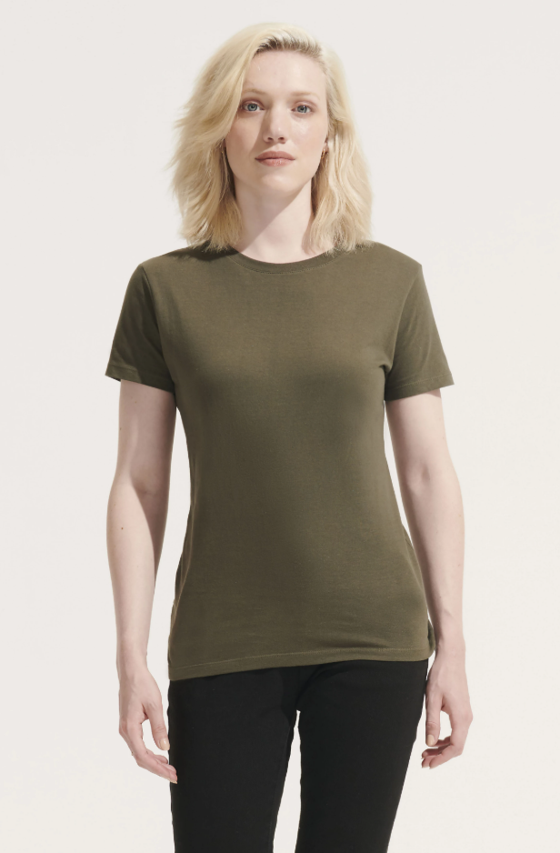 Damski T-shirt Slim z Krótkim Rękawem - Atoll Blue