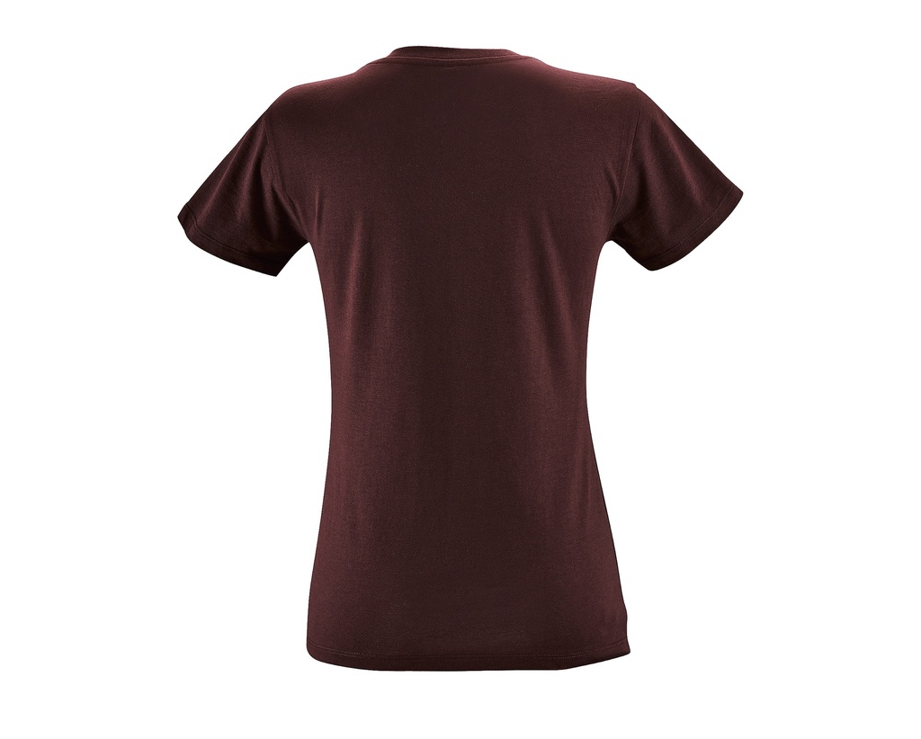 Damski T-shirt Slim z Krótkim Rękawem - Burgundy