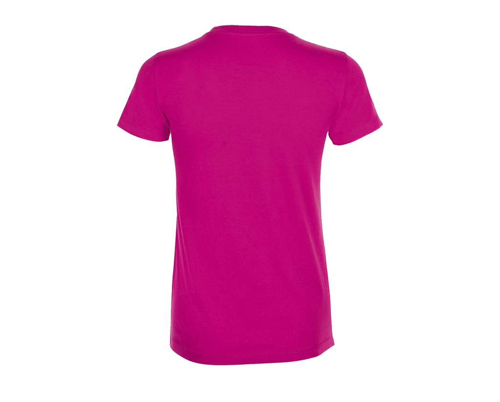 Damski T-shirt Slim z Krótkim Rękawem - Fuchsia