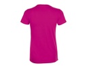 Damski T-shirt Slim z Krótkim Rękawem - Fuchsia