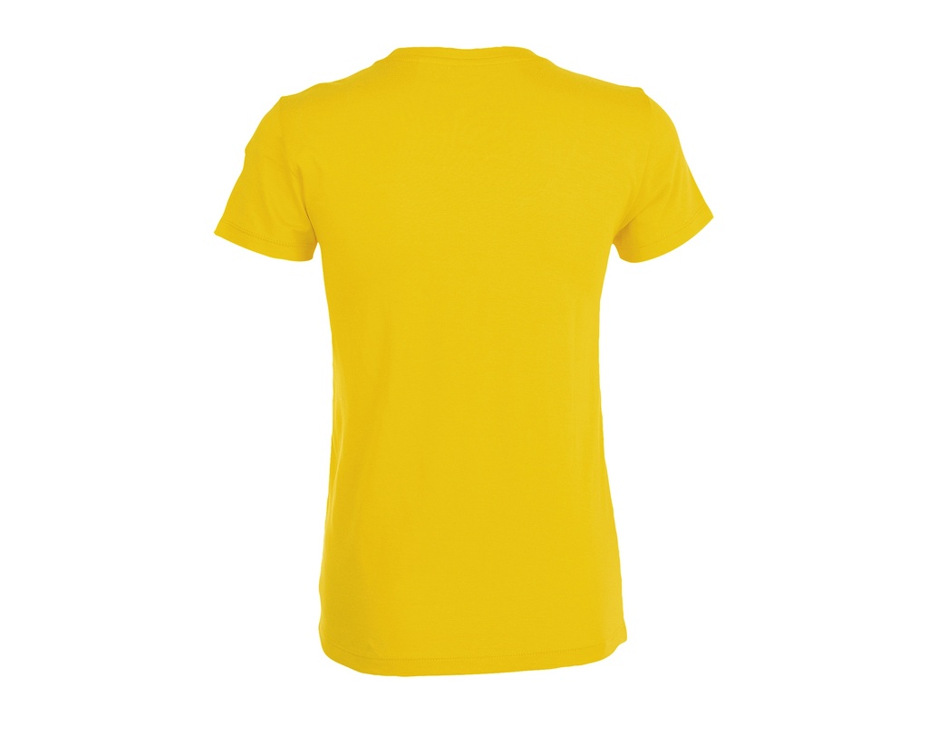 Damski T-shirt Slim z Krótkim Rękawem - Gold