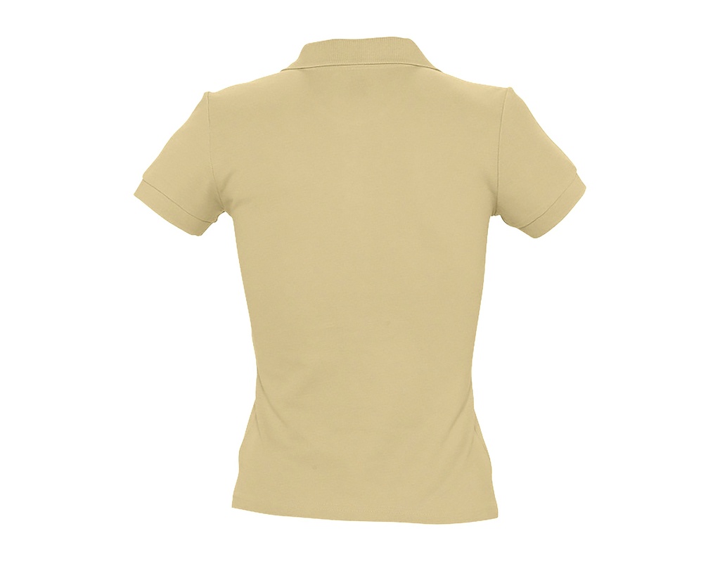 Damska koszulka polo slim z krótkim rękawem - Sand