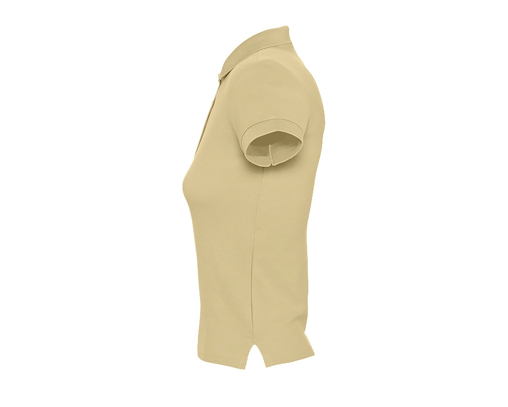 Damska koszulka polo slim z krótkim rękawem - Sand