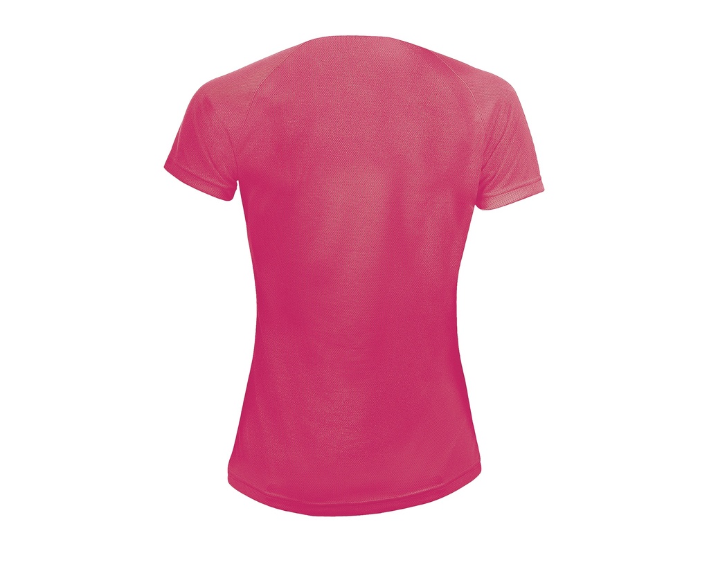 Damska koszulka sportowa z raglanowymi rękawami - Neon Coral