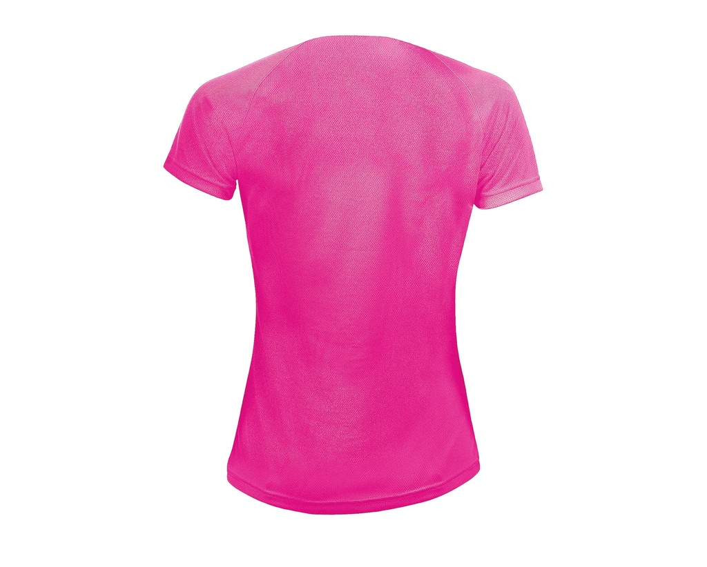 Damska koszulka sportowa z raglanowymi rękawami - Neon Pink